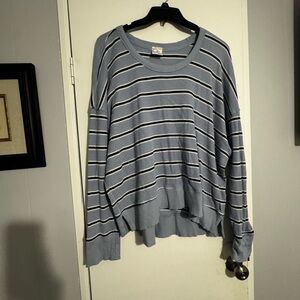 Aerie Blue and White Striped Long Sleeve Tee